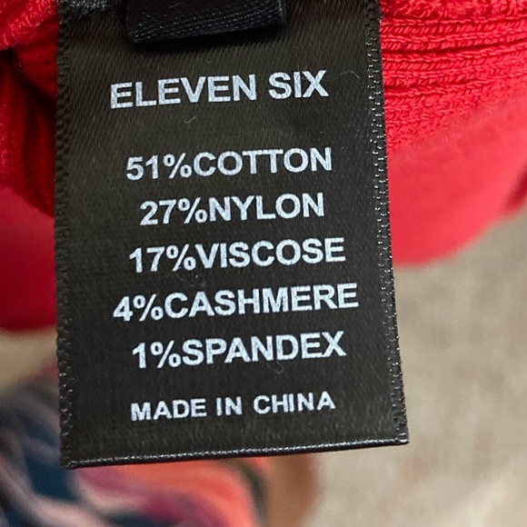 ELEVEN SIX RED RIBBED BODYCON SWEETHEART NECKLINE CASHMERE BLEND DRESS, LARGE - Picture 6 of 7